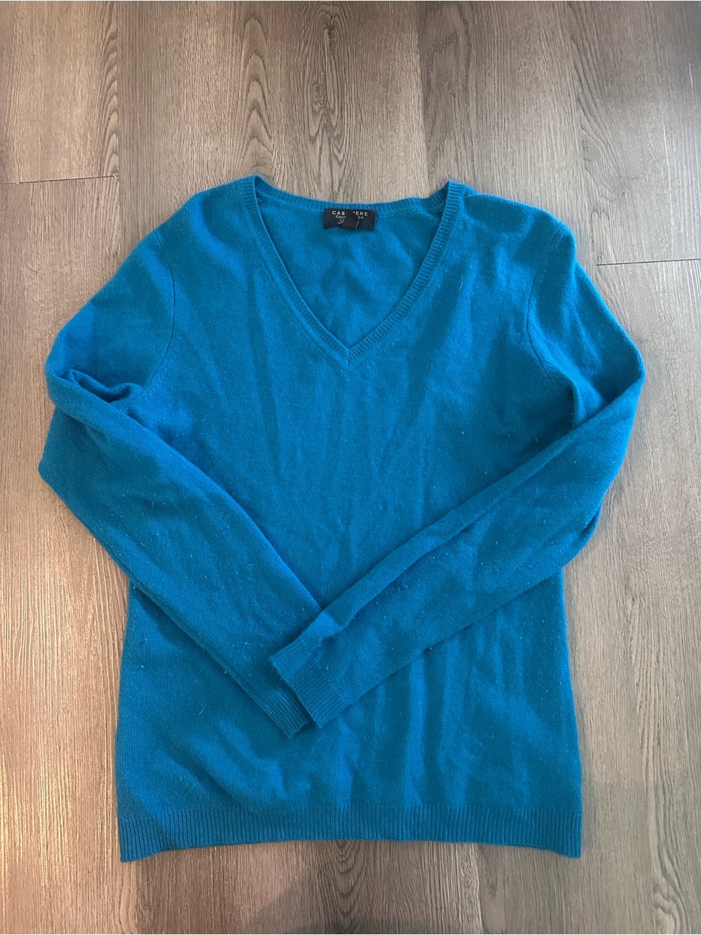Charter Club Teal V-Neck Cashmere Sweater